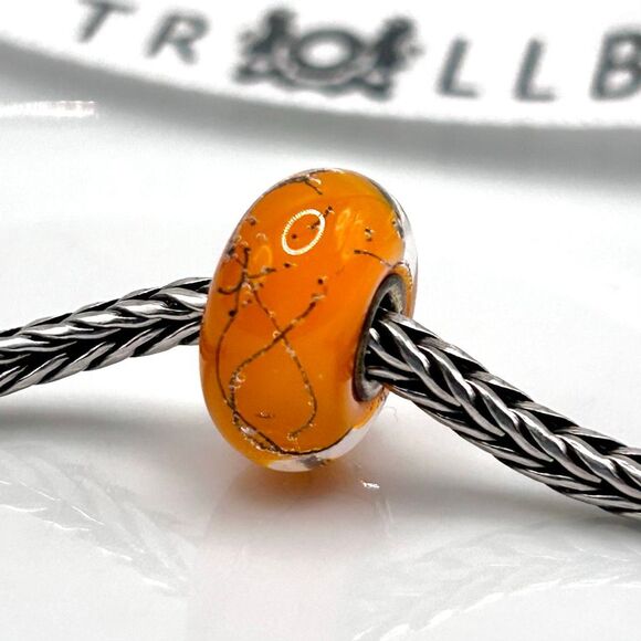 TROLLBEADS Orange Steel LAA 925S NEW Condition | Retired Oldie, Beautiful & Brig - Picture 4 of 8